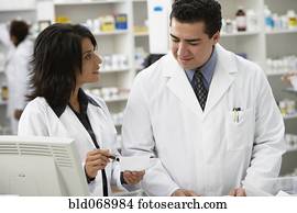 farmacêuticos, falando, em, farmácia