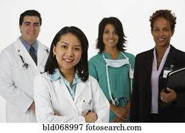 Studio shot of doctors smiling