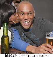 אישה אפריקנית, להתנשק, חבר, ב, חסום