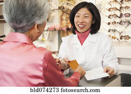 coreano, oculista, conversa, cliente