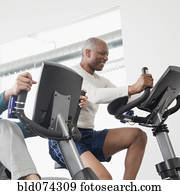 homem africano, exercício, em, clube saúde