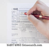 mulher, completando, forma imposto