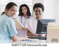 enfermeiras, trabalhando, em, hospitalar