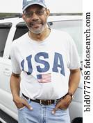 African man with USA t-shirt