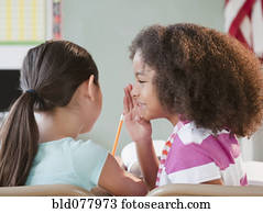 menina escola, sussurrando, para, amigo