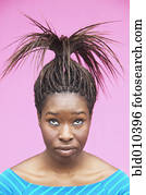 Woman wearing unusual hairstyle