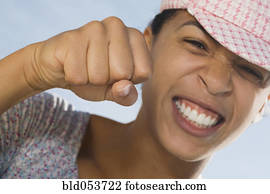 African woman making fist