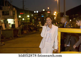 afrikanischer amerikaner, geschäftsfrau, unterhaltung zelle telefon