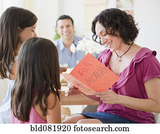 filhas, dar, mãe, dia mãe, cartão