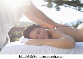 frau, massage haben