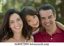 sonriente, familia hispana