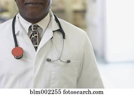 African American male doctor with stethoscope