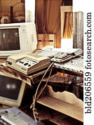 antigas, computadores, em, armazenamento