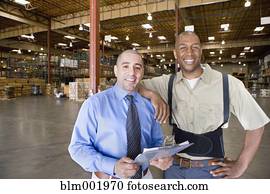 armazém, trabalhador, e, saliência, em, armazém