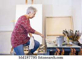 artista, quadro, em, estúdio