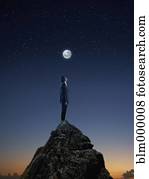 Businessman standing on mountain top