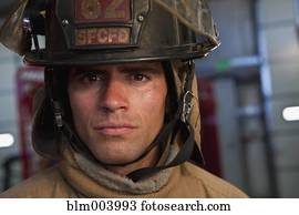 Close up of Hispanic fireman