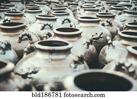 High angle view of empty pots