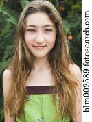 Mixed Race girl with long hair