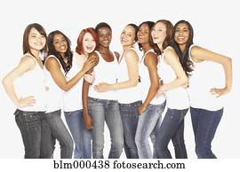 multi-ethnisch, frauen, umarmen