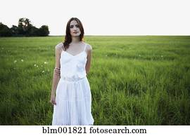 posição mulher, em, prado