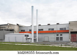 a, exterior, de, um, fábrica