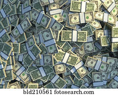 Bundles of one dollar bills