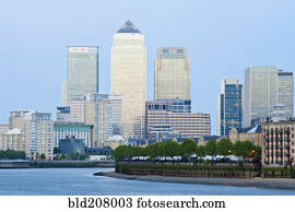 Canary Wharf skyline at Twilight