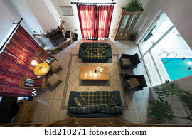 Overhead view of living room