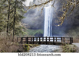 South Falls, cloaked by mist and splashing water