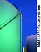 Storage tank at twilight