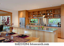 Table and counter tops in kitchen