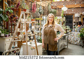 empregado, sorrindo, em, plante berçário