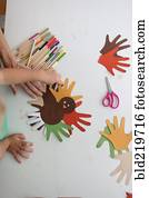 estudantes, e, professor, fazer, turquia ação graças, ofícios, em, sala aula