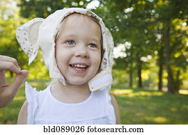 Caucasian girl in animal costume