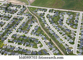 vista aérea, de, casas, em, comunidade, desenvolvimento