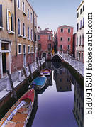 barcos, amarrado, ligado, tranqüilo, canal