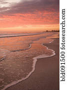 pôr do sol, sobre, tranqüilo, praia