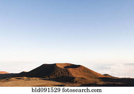 vulcão, contra, céu azul