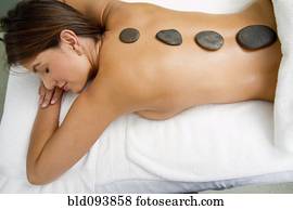 hispanic frau, haben, heiße steintherapie