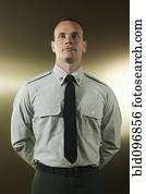 caucasiano, soldado, em, uniforme militar