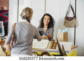 escriturário, ajudando, cliente, em, loja