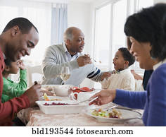 família americana africana, desfrutando, jantar ação graças