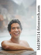 Man sitting in hot tub