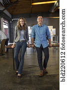 pessoas negócio, sorrindo, em, escritório