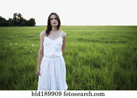 posição mulher, em, prado