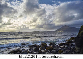 Waves on rocky beach