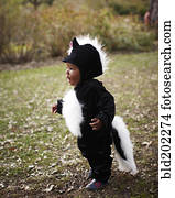 americano africano, bebê, em, gambá, traje