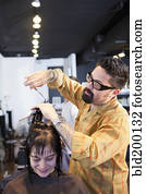 cabeleireiras, cabelo cortante, em, salão