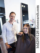 cabeleireiras, e, cliente, em, salão cabelo